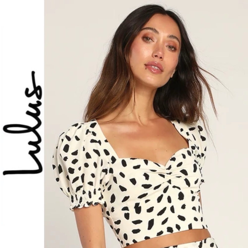 Getting Glam Ivory Print Puff Sleeve Top